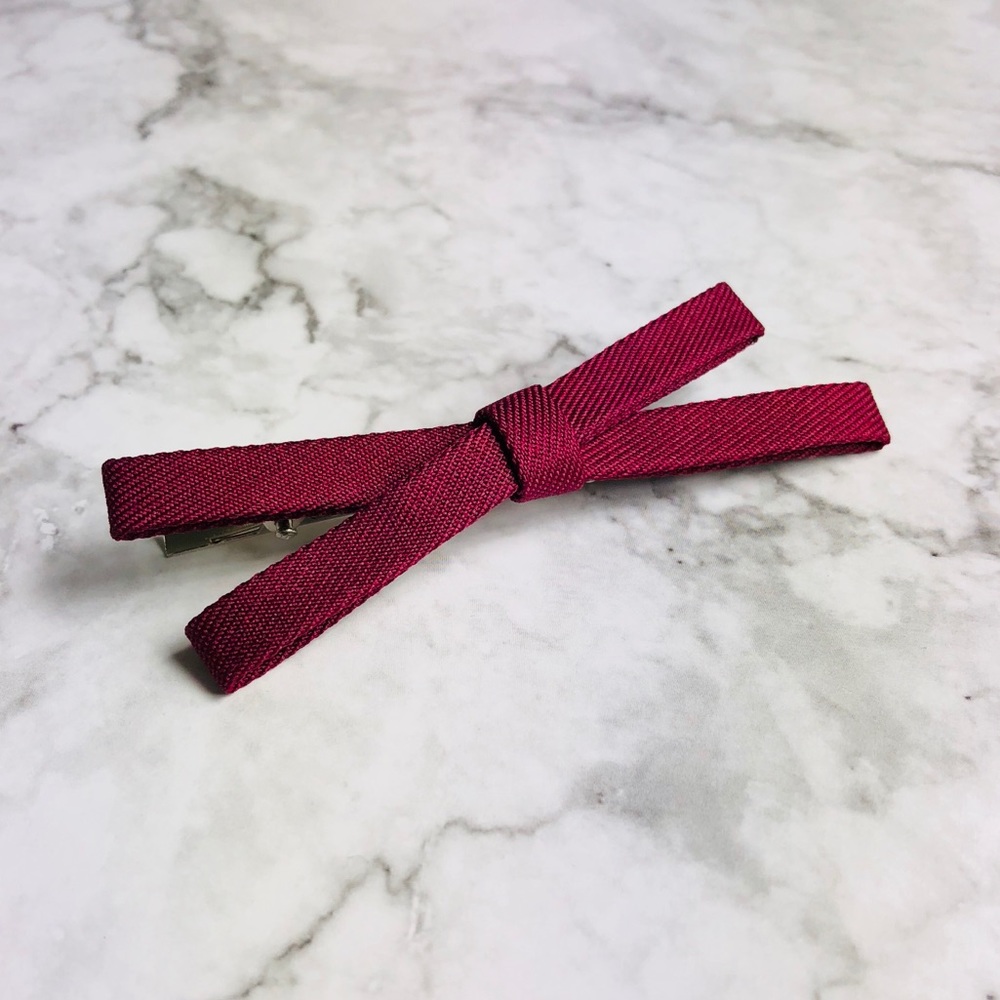 New! Burgundy Ribbon Bow Hair Clip
